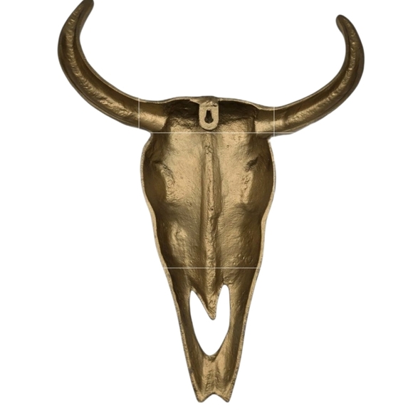 Vintage Brass Plated Longhorn Skull Metal Wall Decor Southwestern Western Bull - Picture 2 of 4